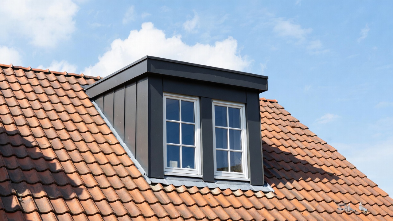 Detail van een zinken dakkapel